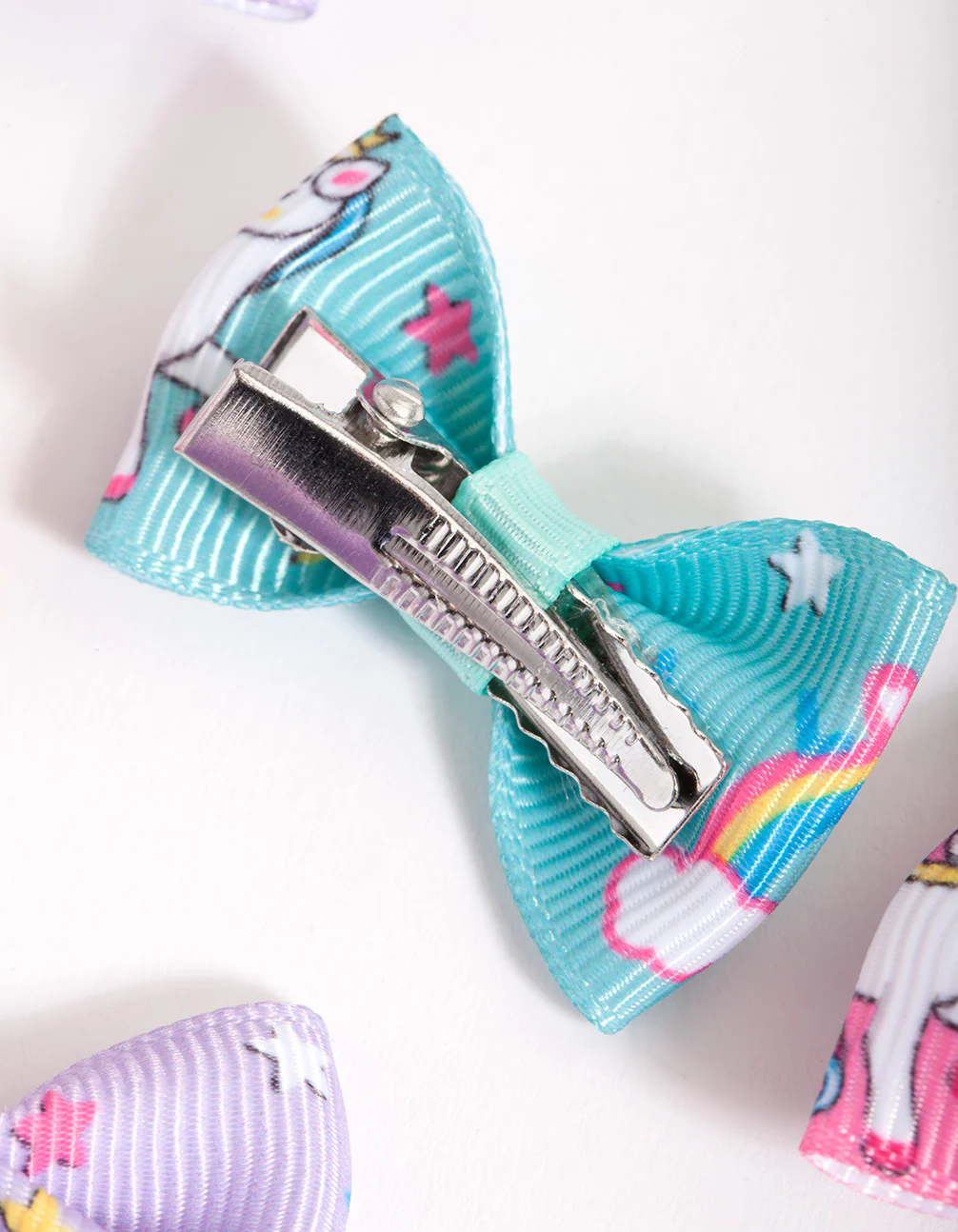 Kids Colourful Unicorn Bow Clip 6-Pack - Image 3