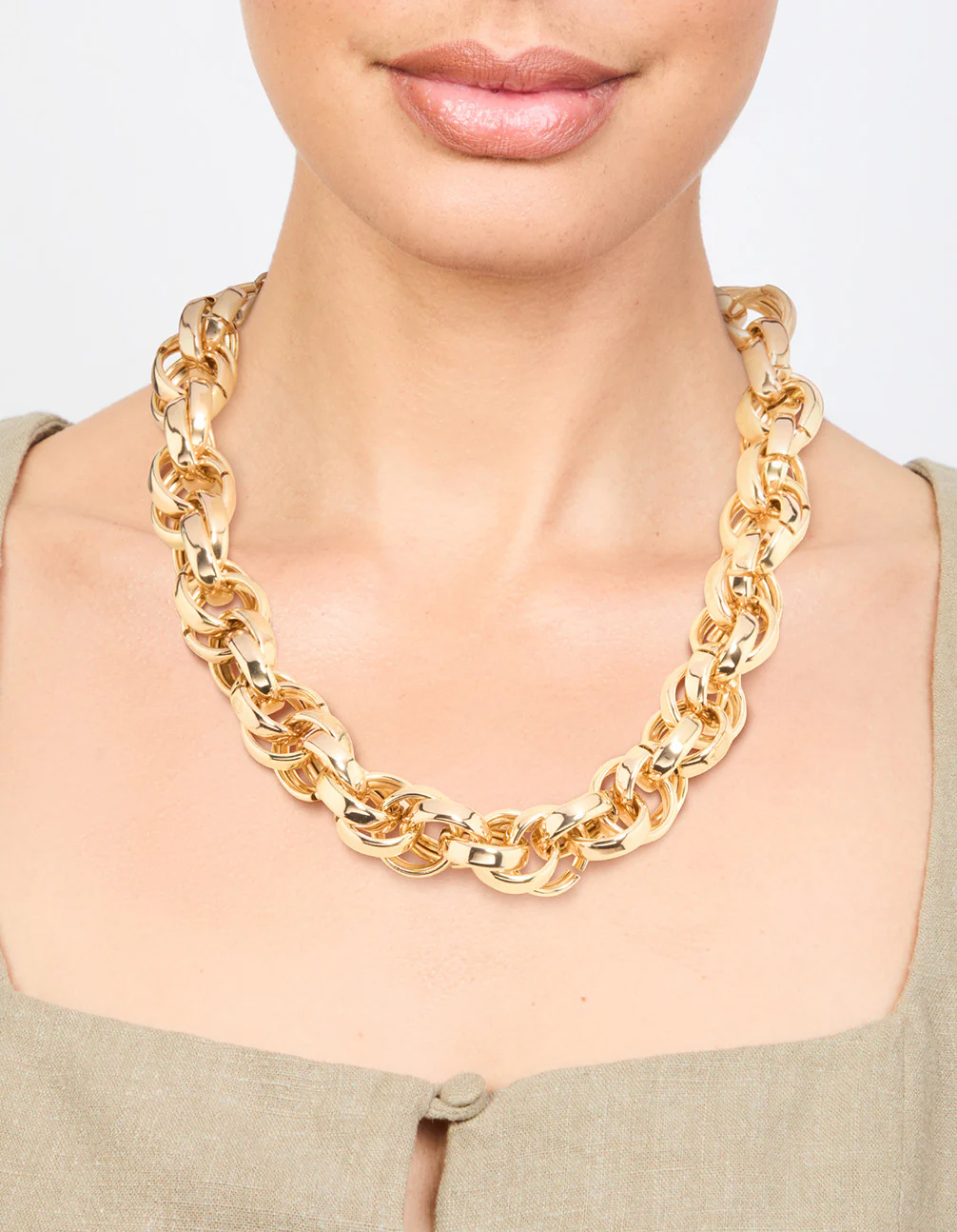Large Gold Open Chain Necklace - Image 2