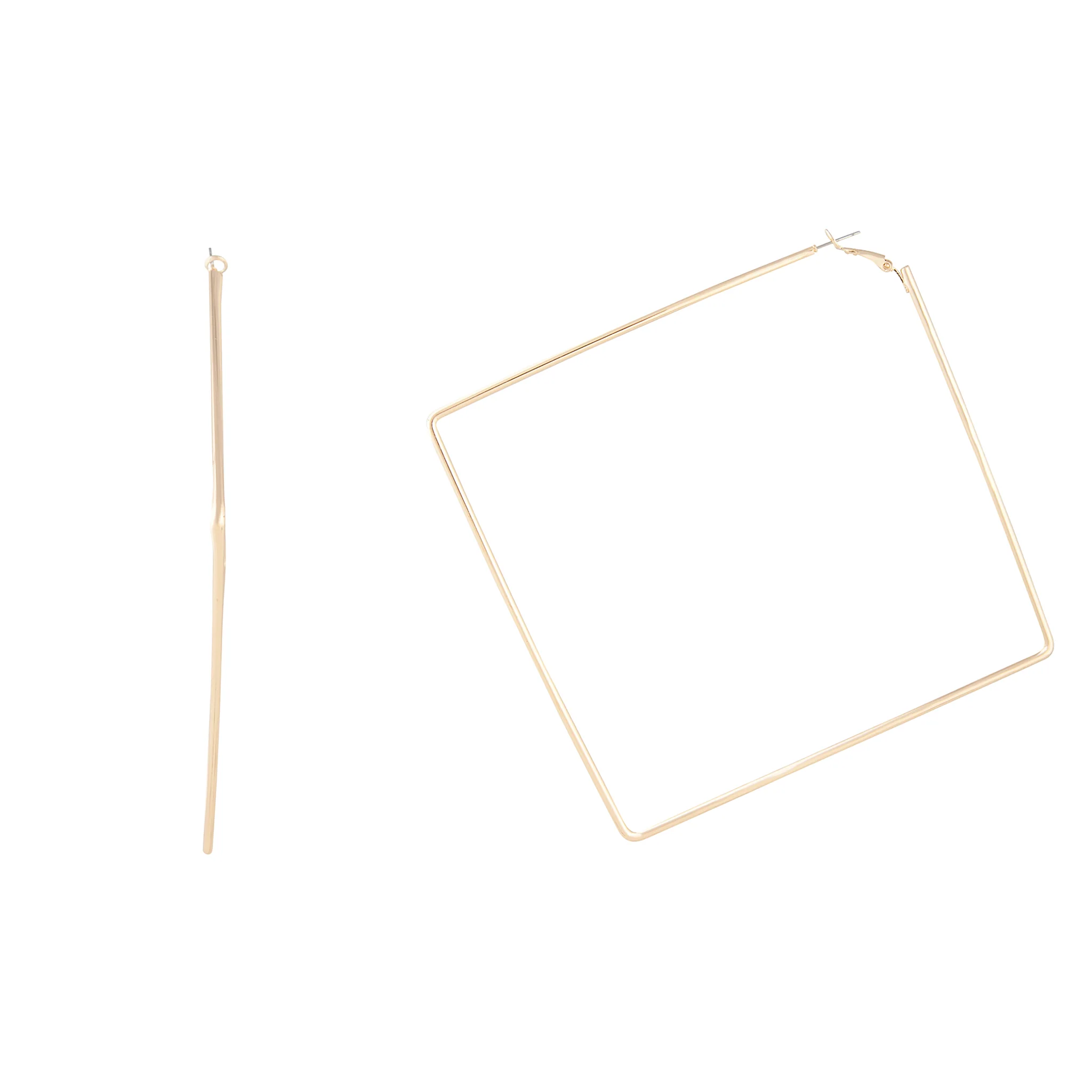 Oversized Gold Square Hoop Earrings - Image 2