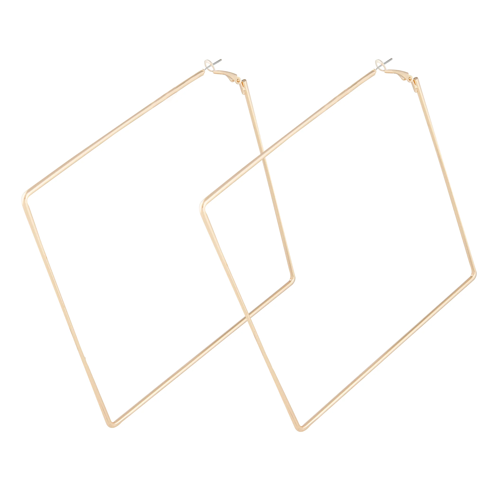 Oversized Gold Square Hoop Earrings - Image 3