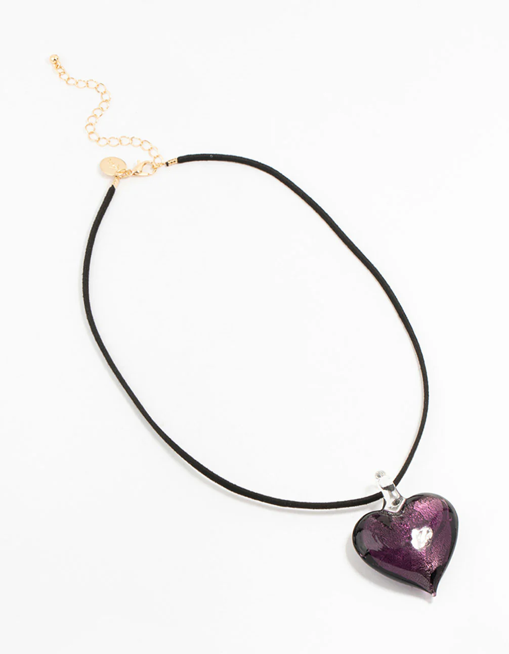 Large Purple Puffy Love Heart Cord Necklace - Image 2