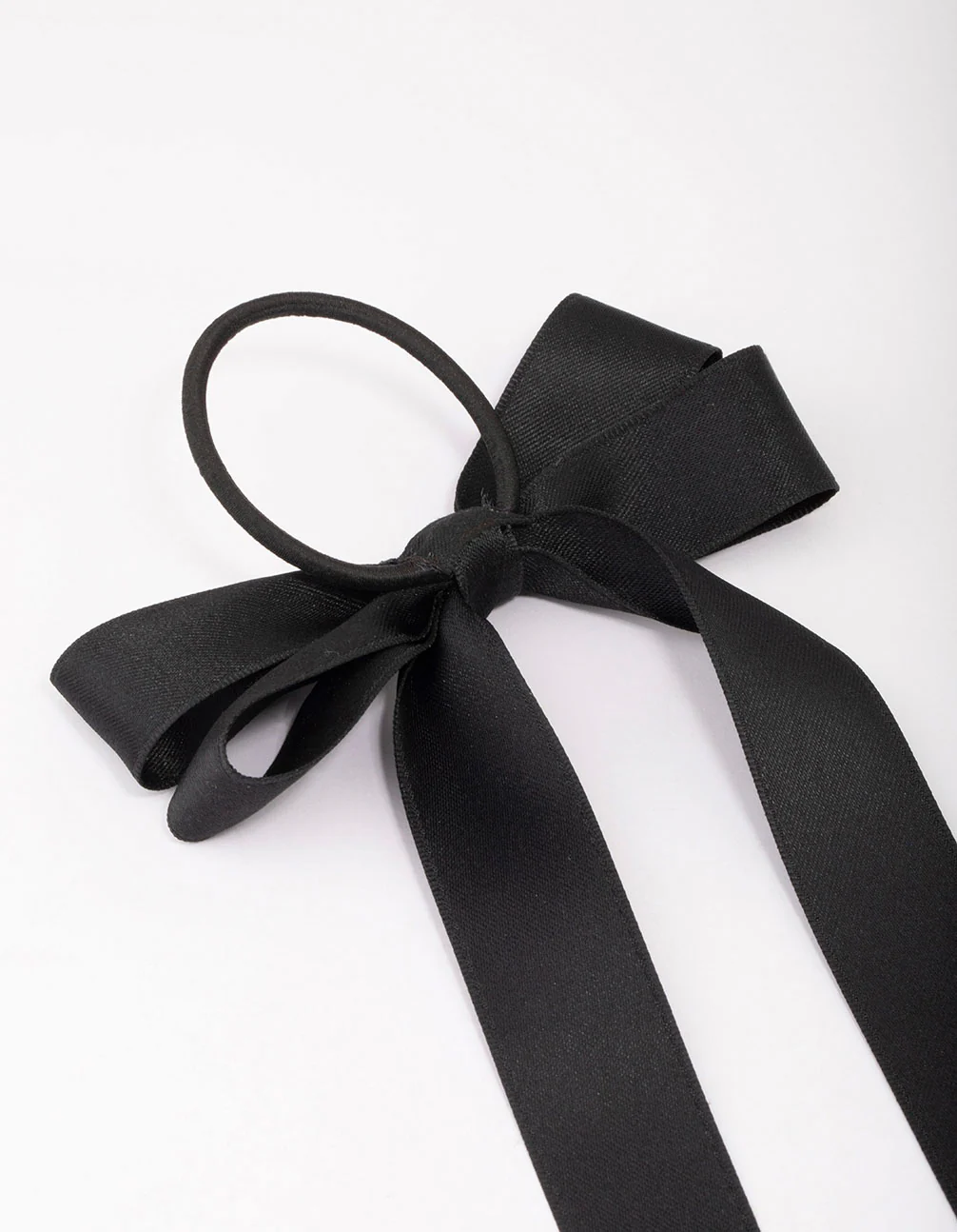 Large Silky Black Bow Hair Tie - Image 3
