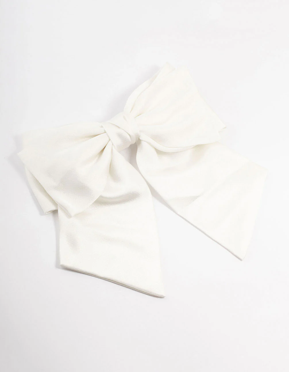 Large White Double Draped Fabric Bow Clip