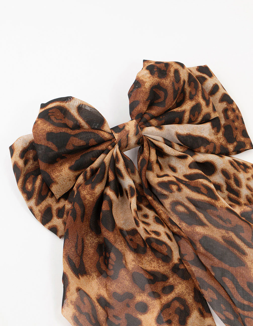 Leopard Print Fabric Drop Bow Clip - Image 2