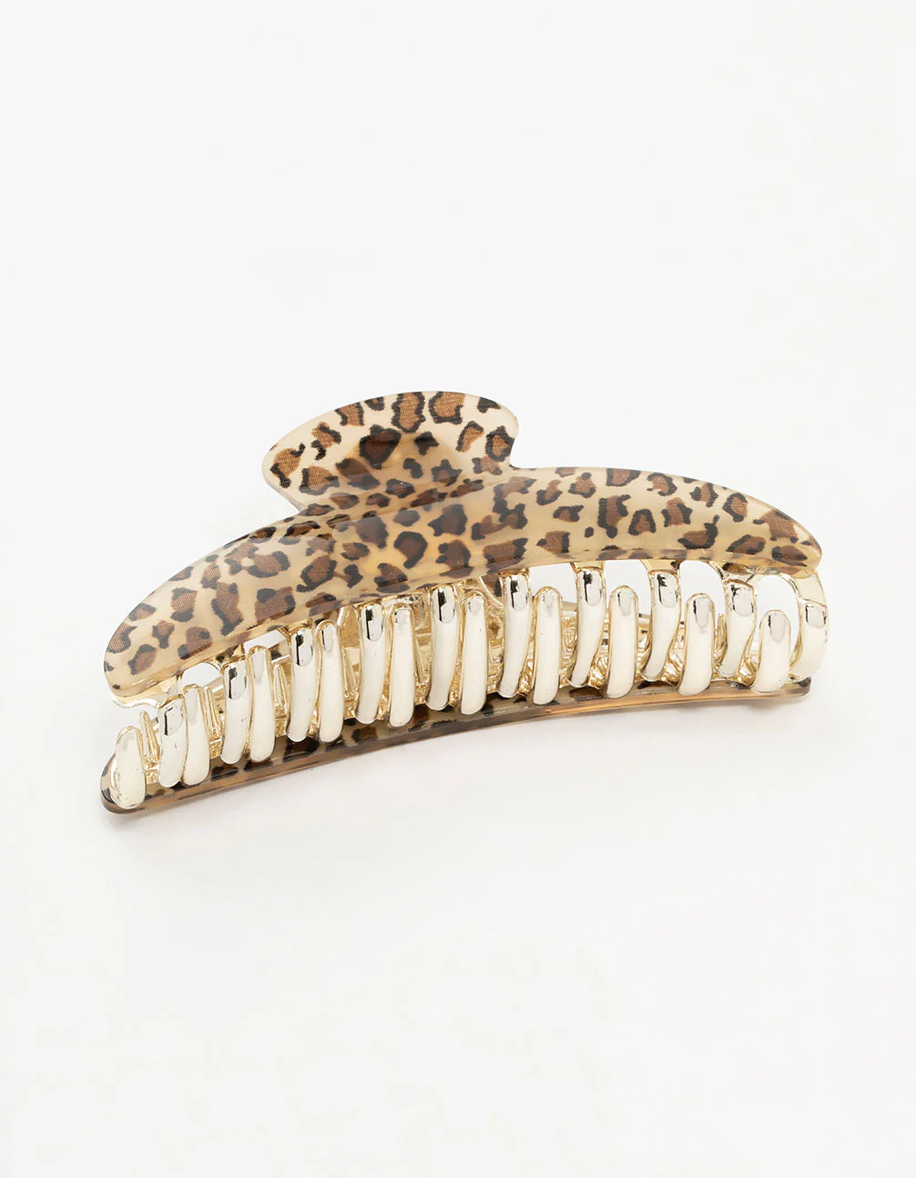 Leopard Print Plastic Curved Hair Claw Clip - Image 2