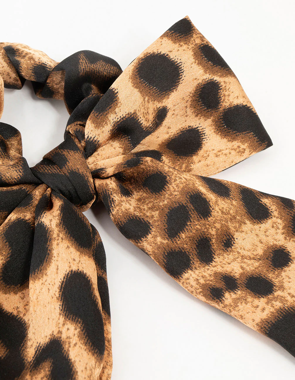 Leopard Satin Bow Scrunchie - Image 3