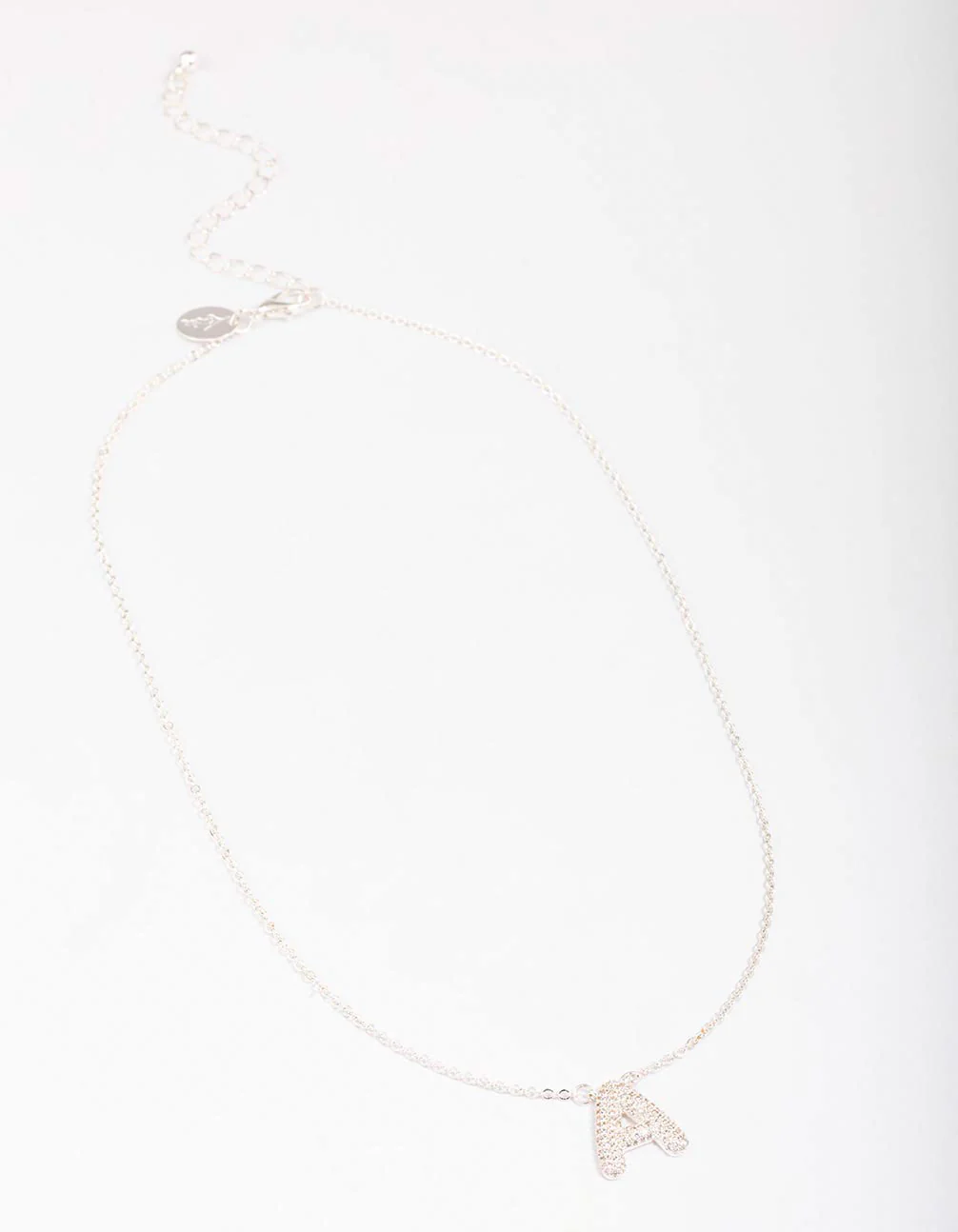 Silver Plated Letter A Pave Pendant Necklace - Image 2
