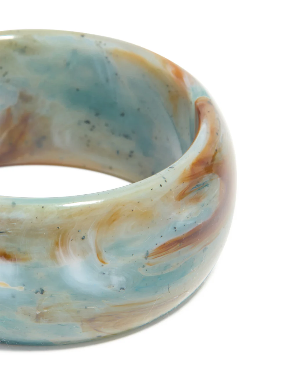 Light Blue & Brown Marbled Acrylic Thick Bangle - Image 2