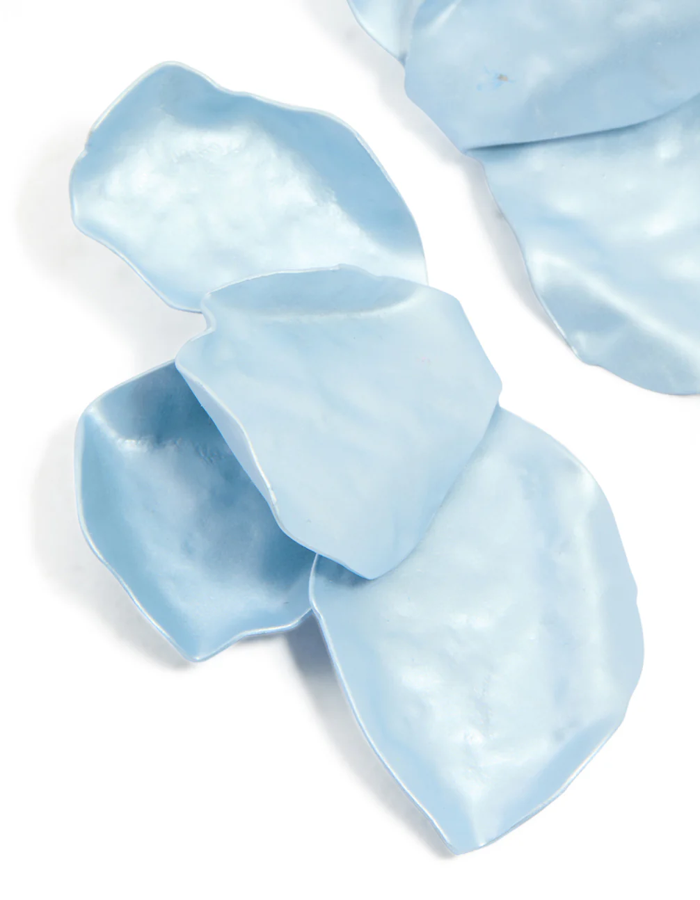 Light Blue Coated Metal Flower Petal Drop Earrings - Image 4