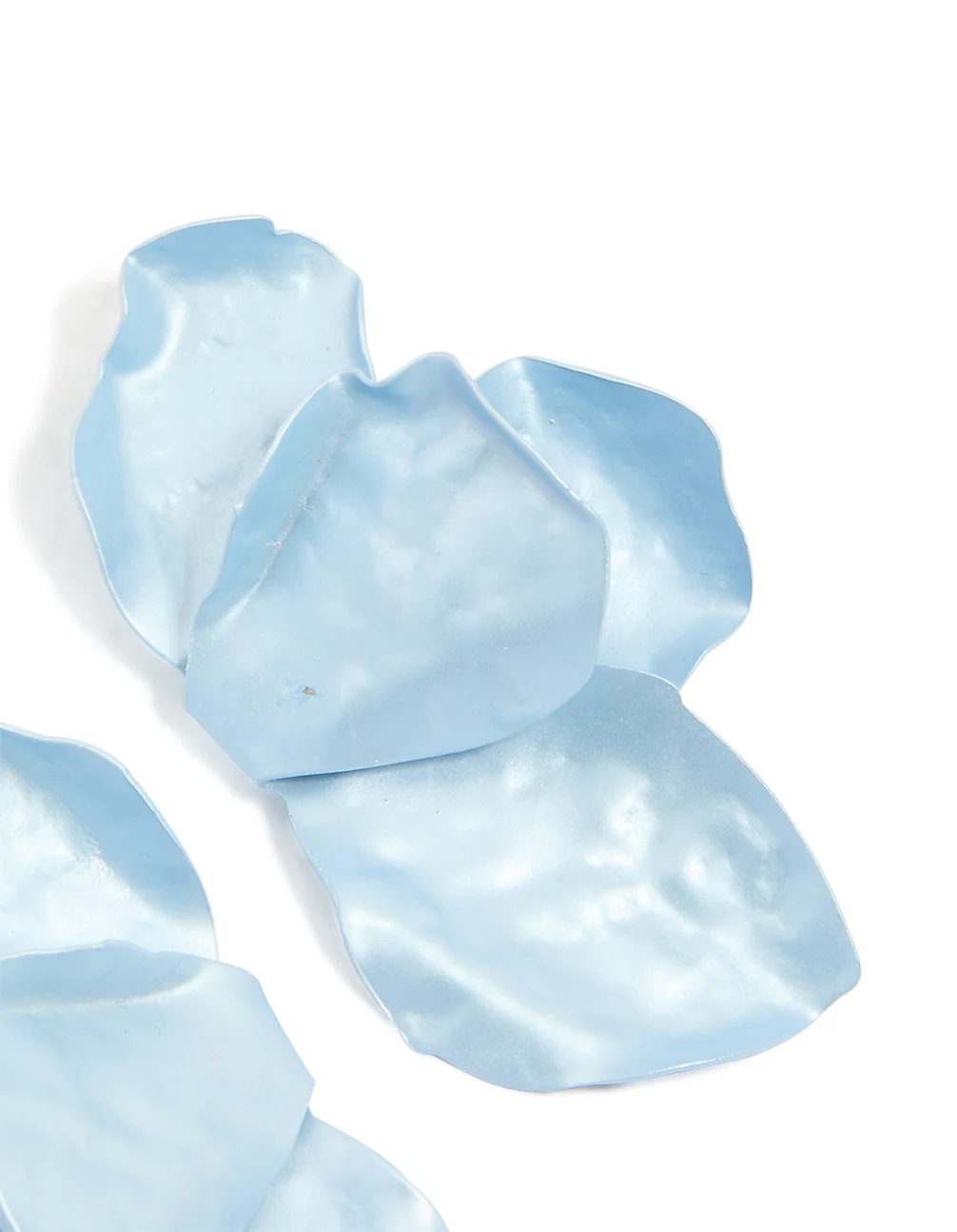 Light Blue Coated Metal Flower Petal Drop Earrings - Image 5