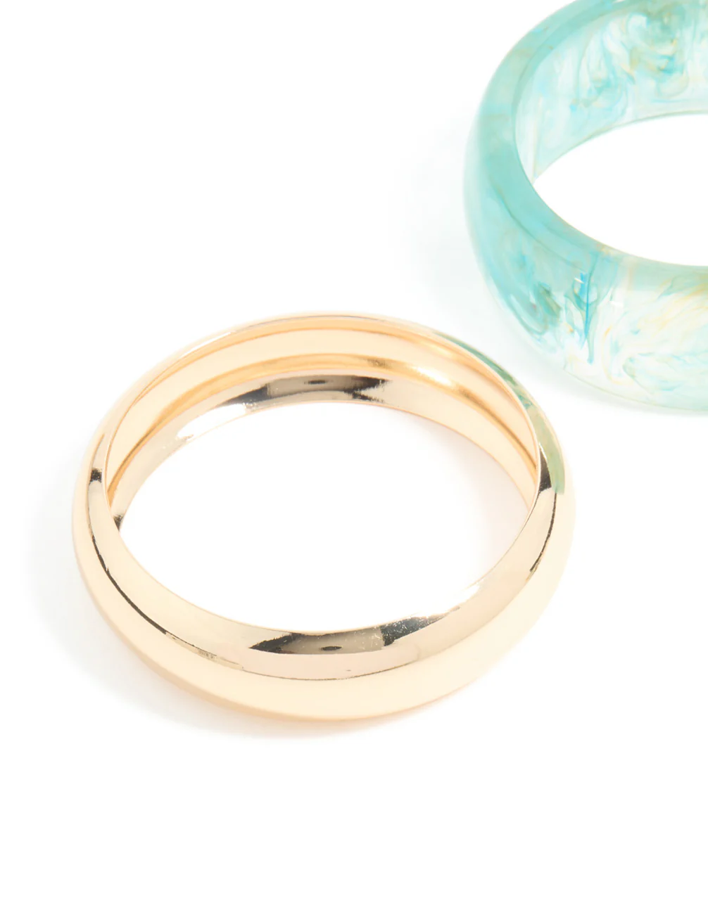 Light Blue Resin & Gold Bangles 2-Pack - Image 2