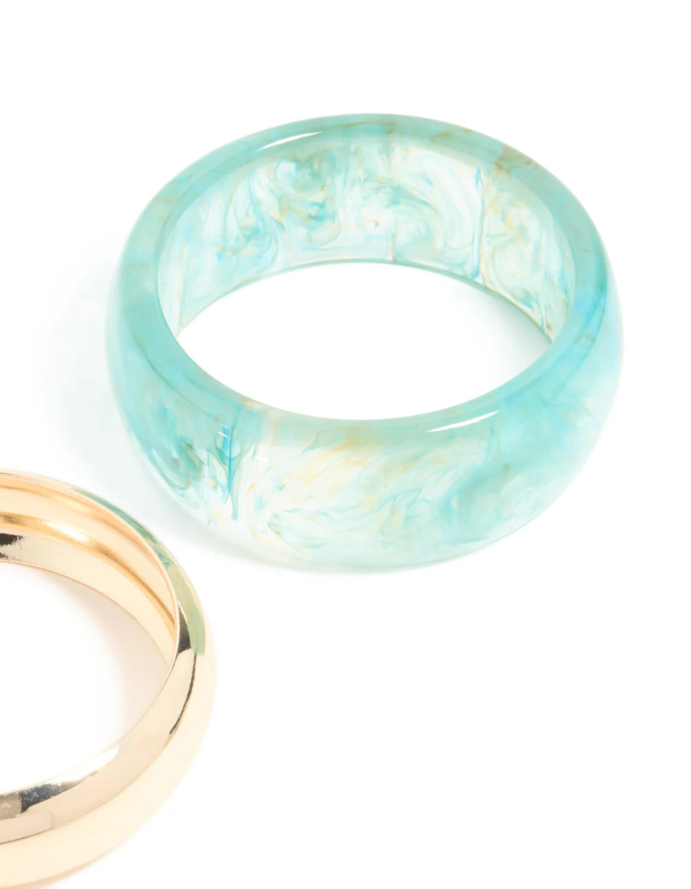 Light Blue Resin & Gold Bangles 2-Pack - Image 3