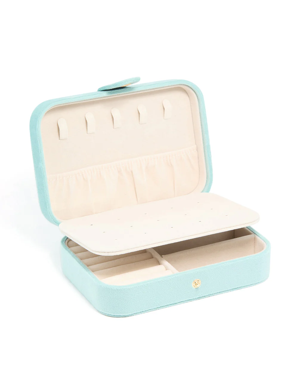 Light Blue Velvet Rectangle Jewellery Box - Image 2