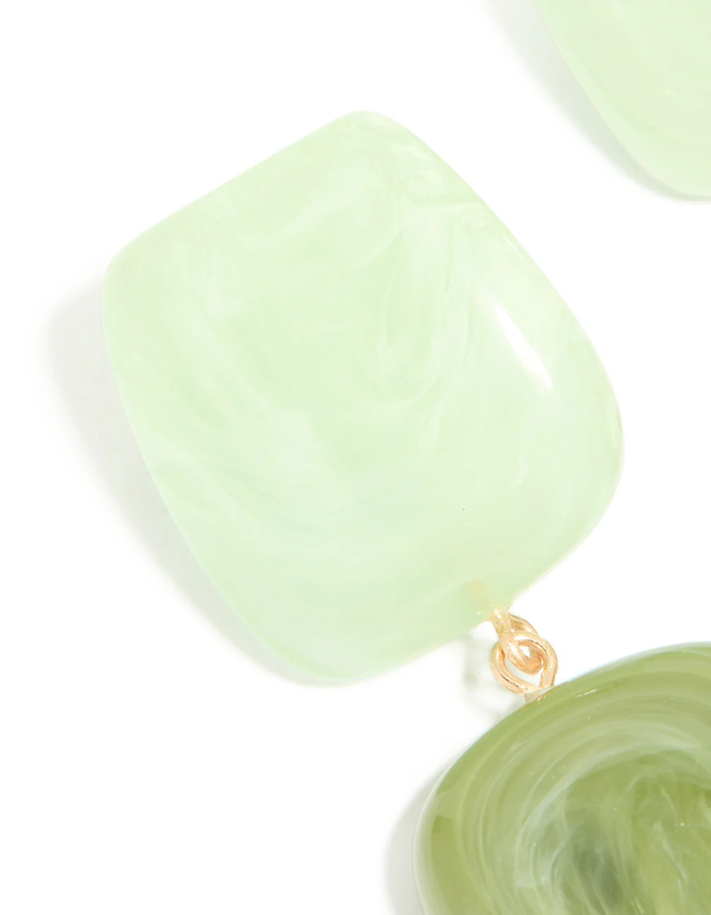 Light & Dark Green Acrylic Double Square Drop Earrings - Image 4
