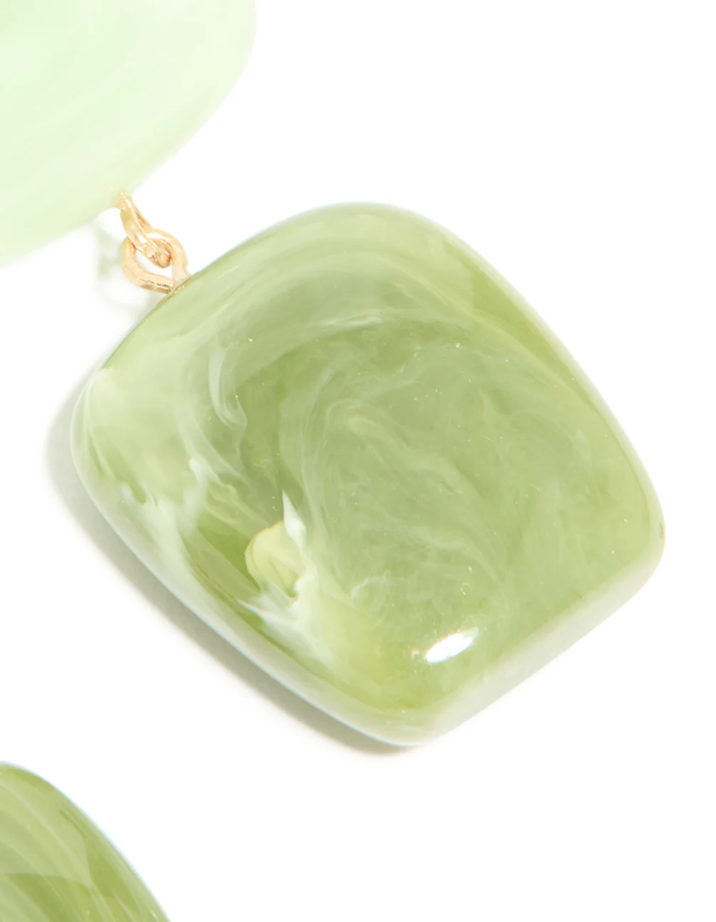 Light & Dark Green Acrylic Double Square Drop Earrings - Image 5