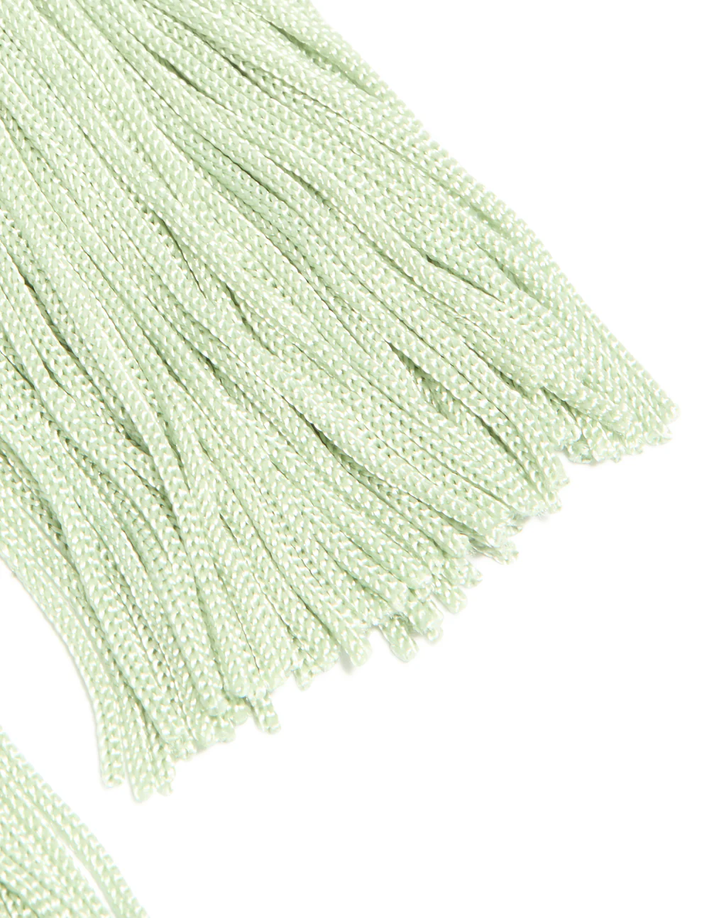 Light Green Fabric Tassel Drop Earrings - Image 5