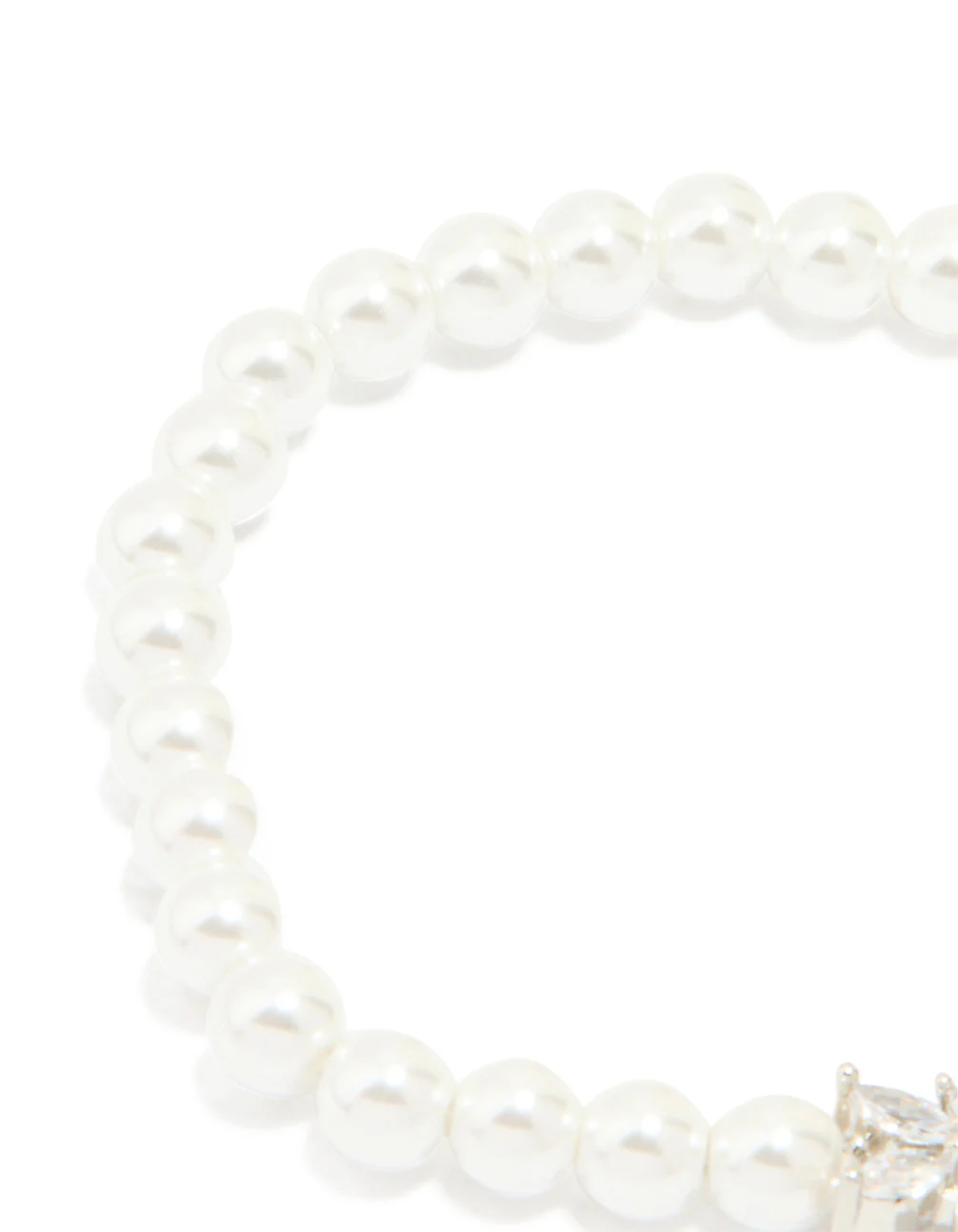 Lovely Cubic Zirconia Pearl Flower Stretch Bracelet - Image 3