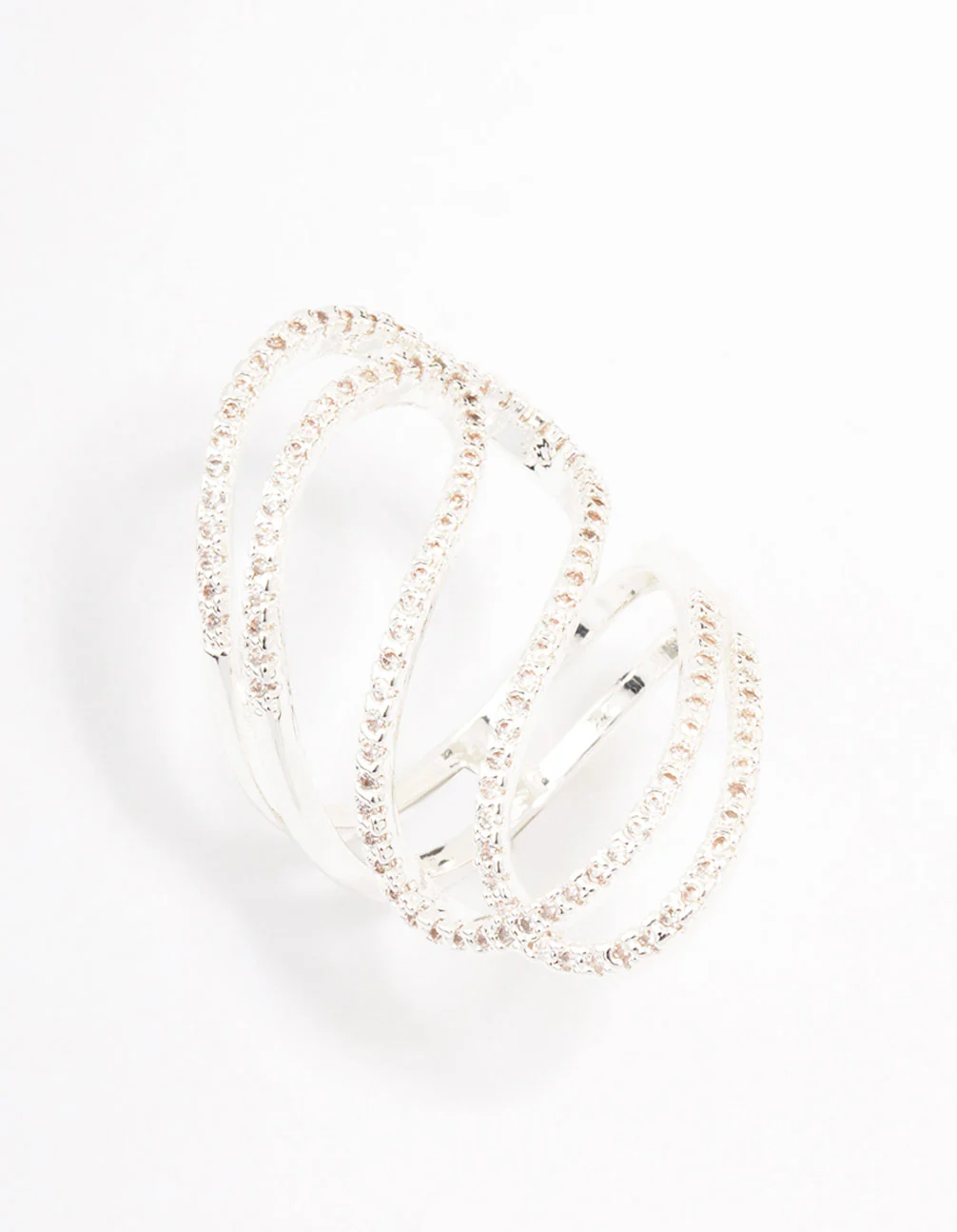 Silver Plated Lovely Ribbon Cubic Zirconia Ring - Image 2