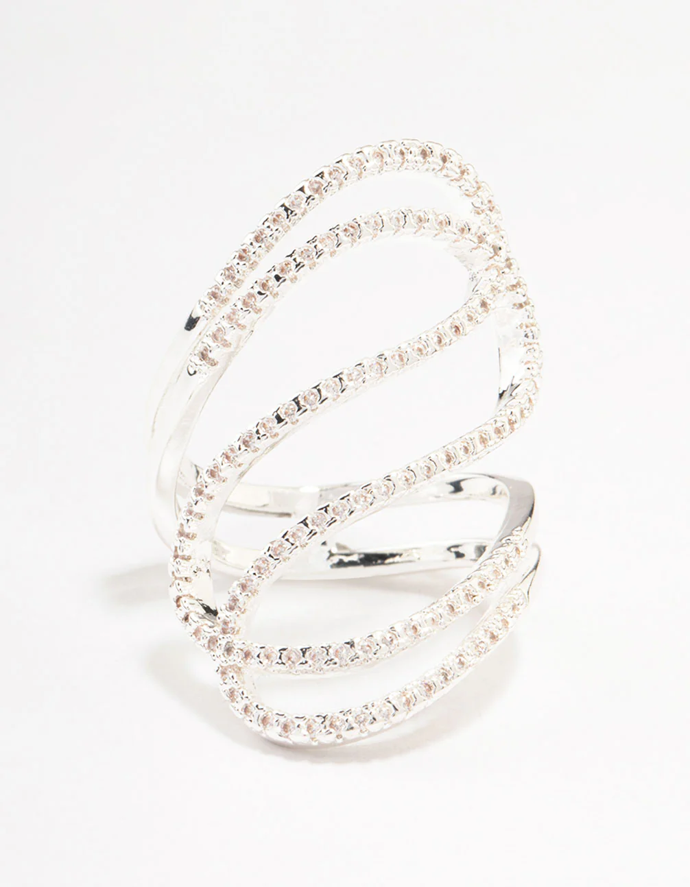 Silver Plated Lovely Ribbon Cubic Zirconia Ring - Image 3