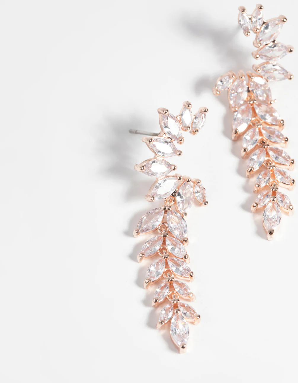 Rose Gold Diamond Simulant Statement Earrings - Image 2