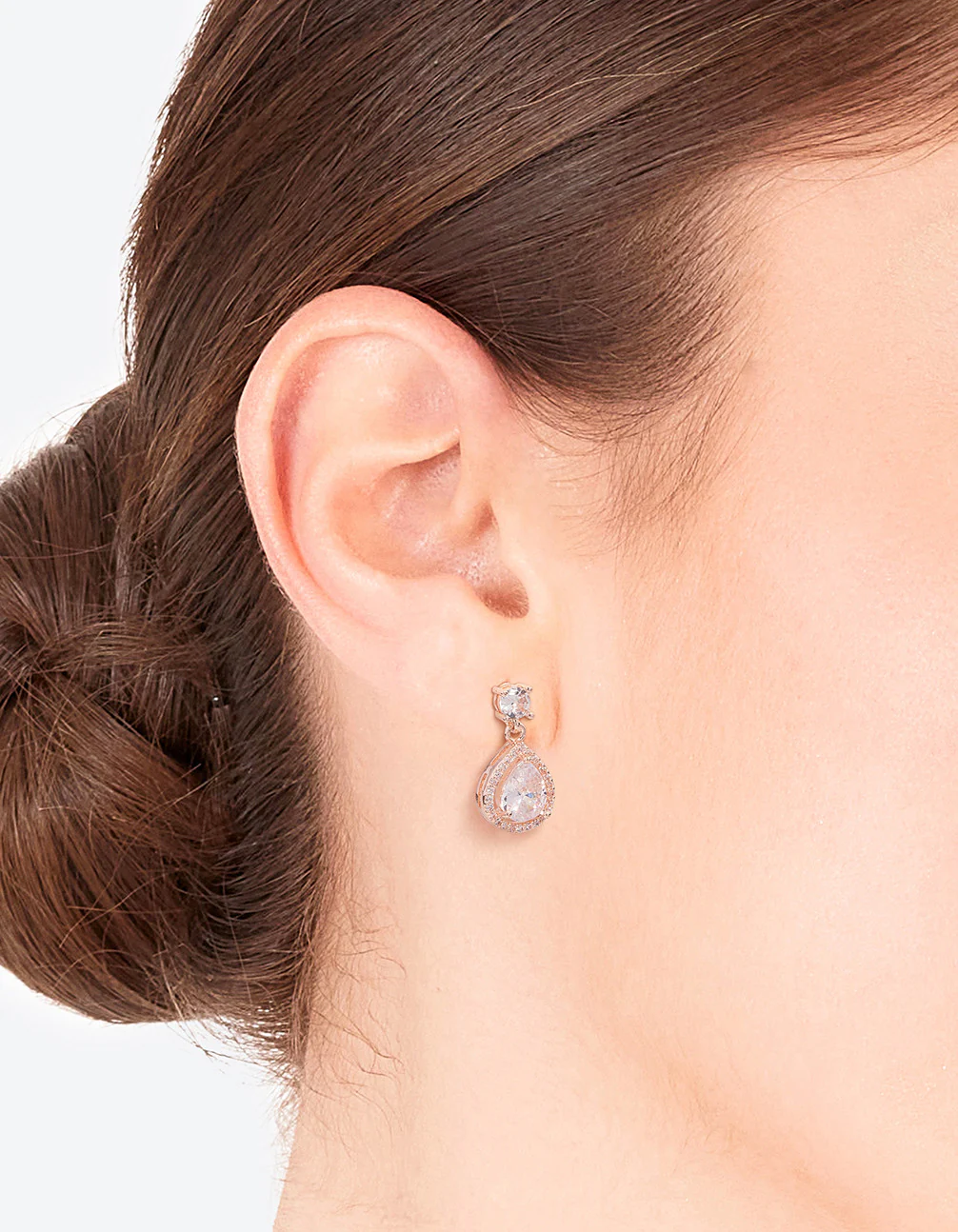 Encircled Mini Diamond Simulant Pear Drop Earrings - Image 2