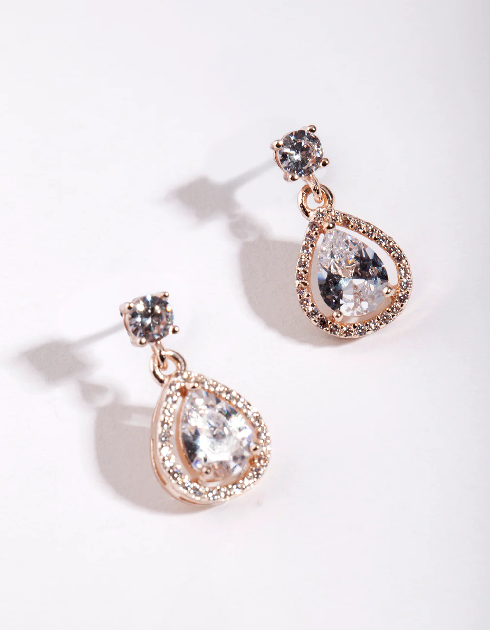 Encircled Mini Diamond Simulant Pear Drop Earrings - Image 4