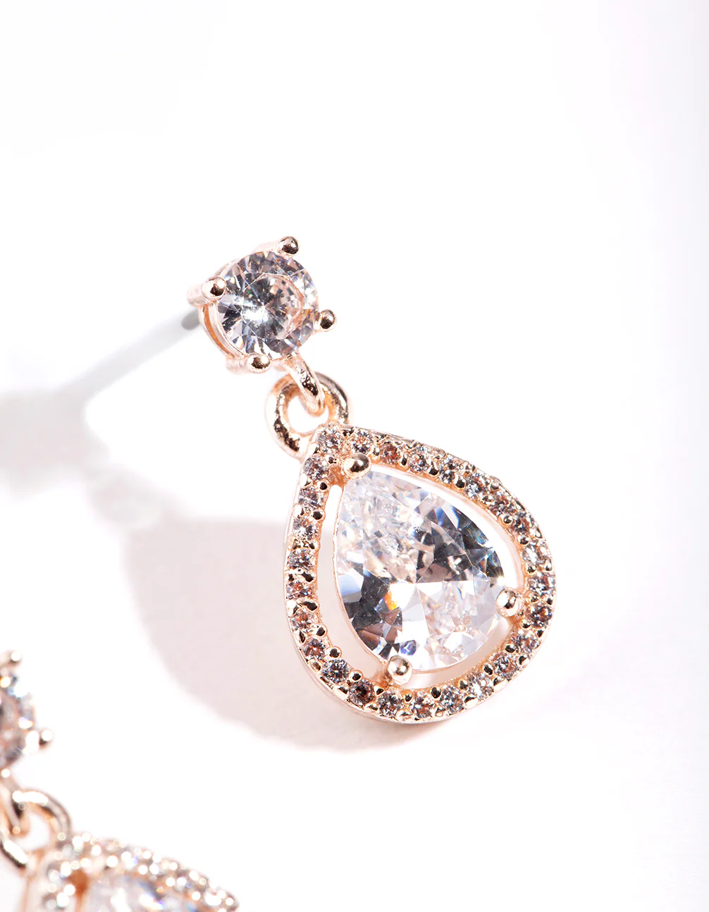 Encircled Mini Diamond Simulant Pear Drop Earrings - Image 5