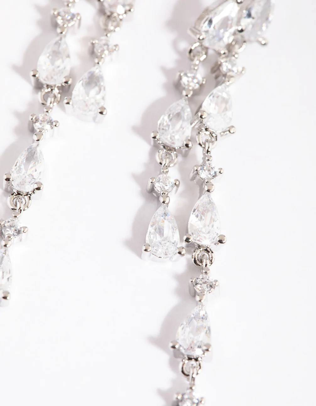 Diamond Simulant Asymmetrical Drop Earrings - Image 4