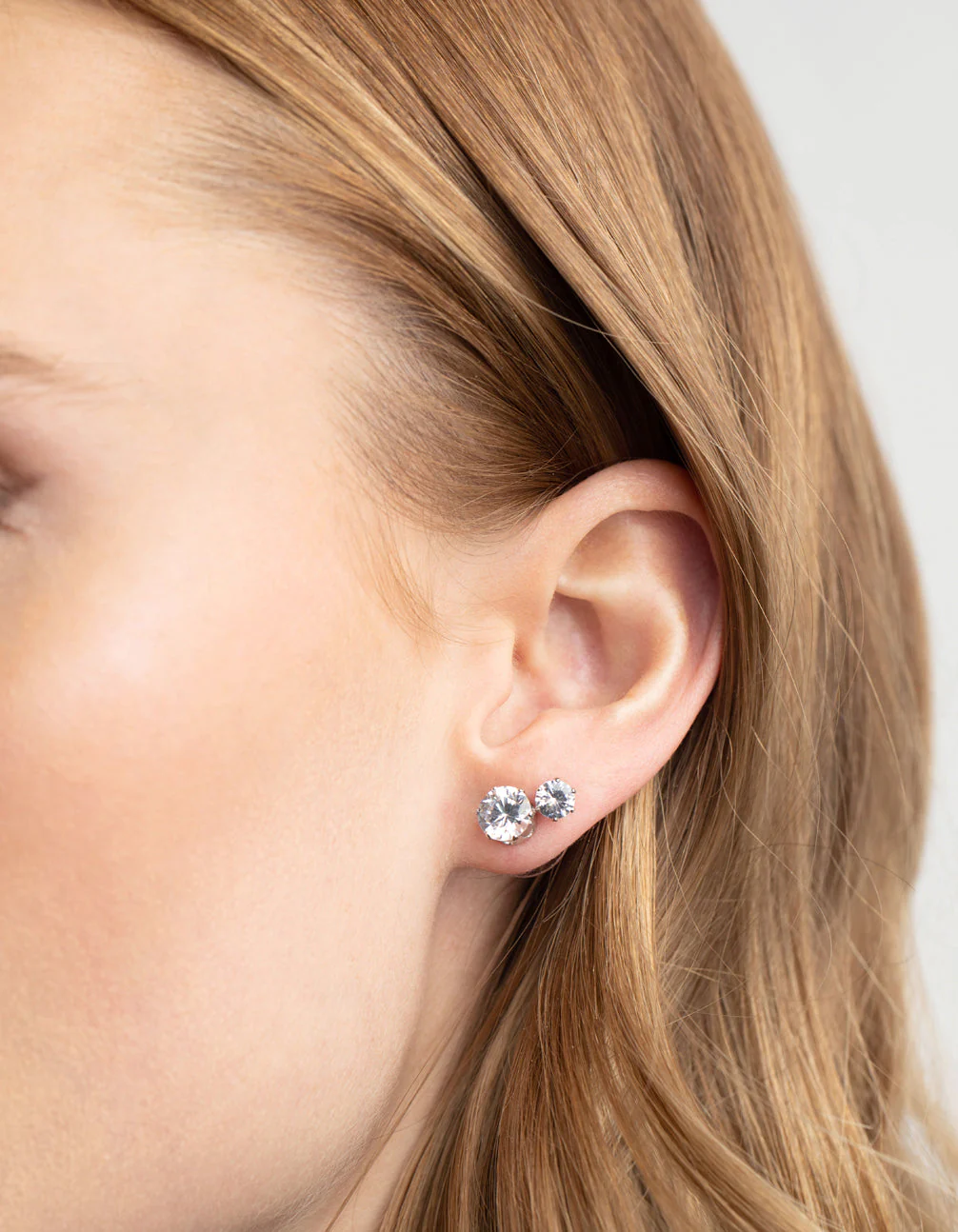 Silver Diamond Simulant Classic Stud Earring Set - Image 2