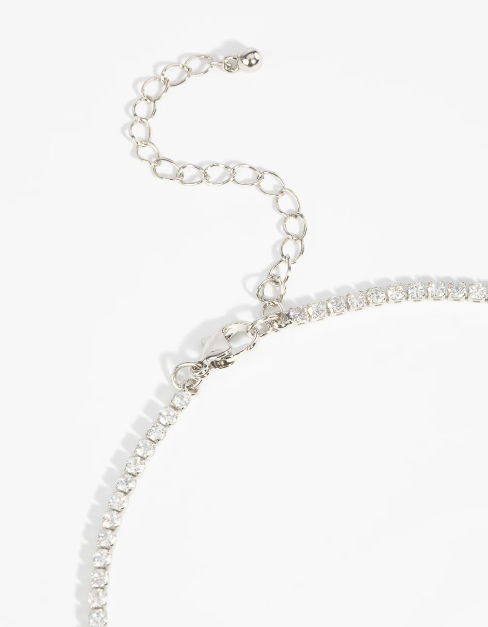 Silver Diamond Simulant Teardrop Necklace - Image 4