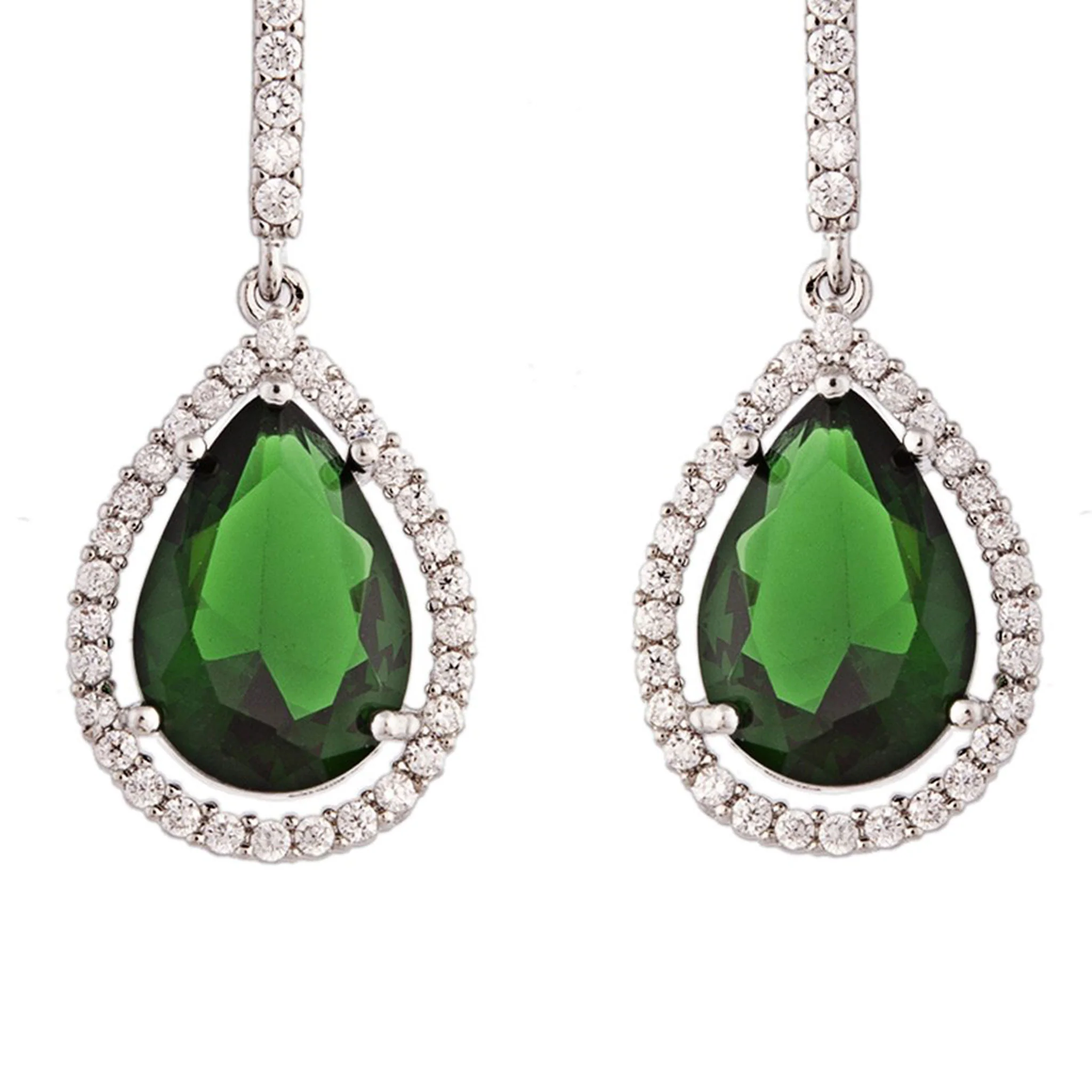 Emerald Diamond Simulant Drop Earrings - Image 3