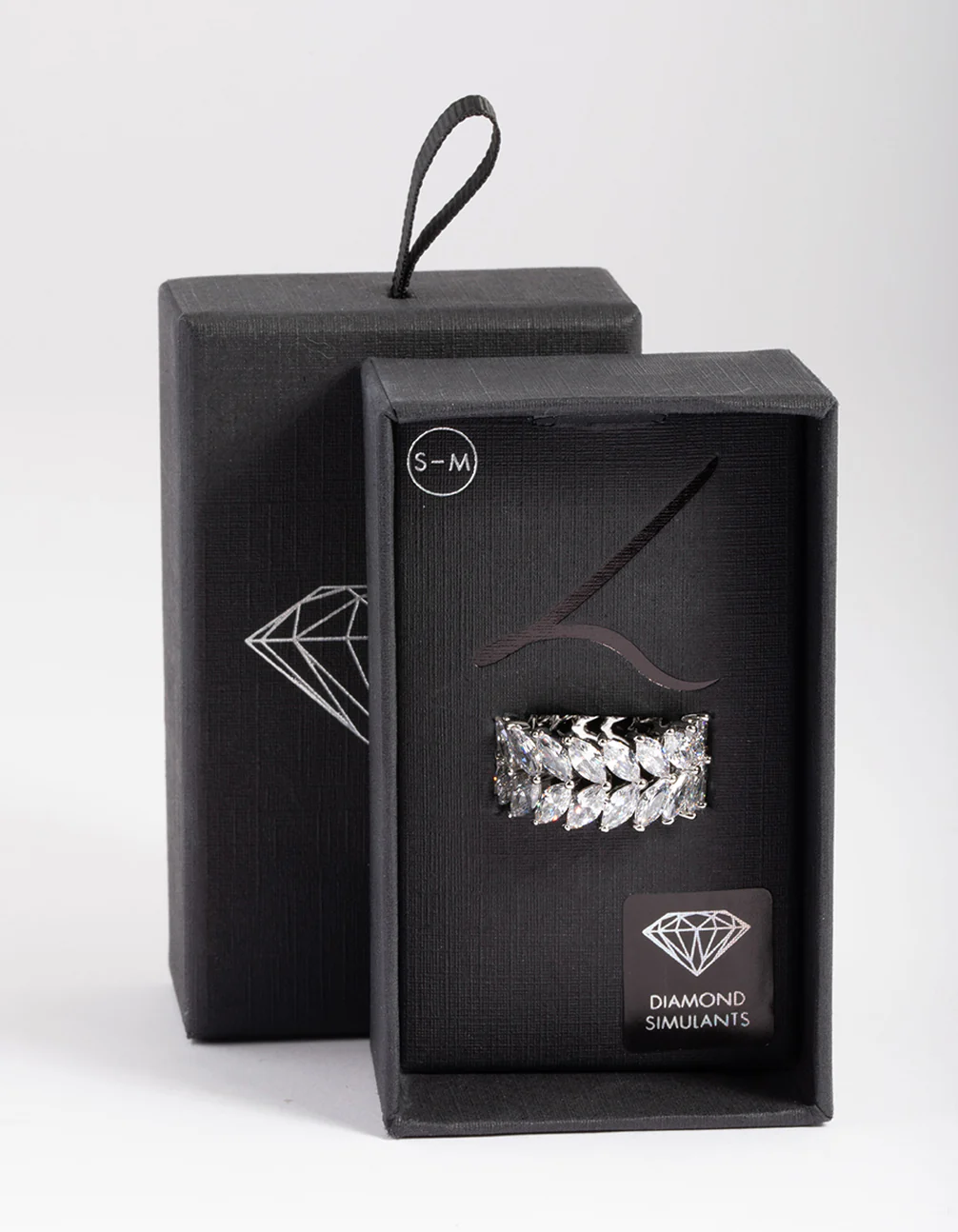 Diamantemond Simulant s Silver Marquise Statement Ring - Image 2