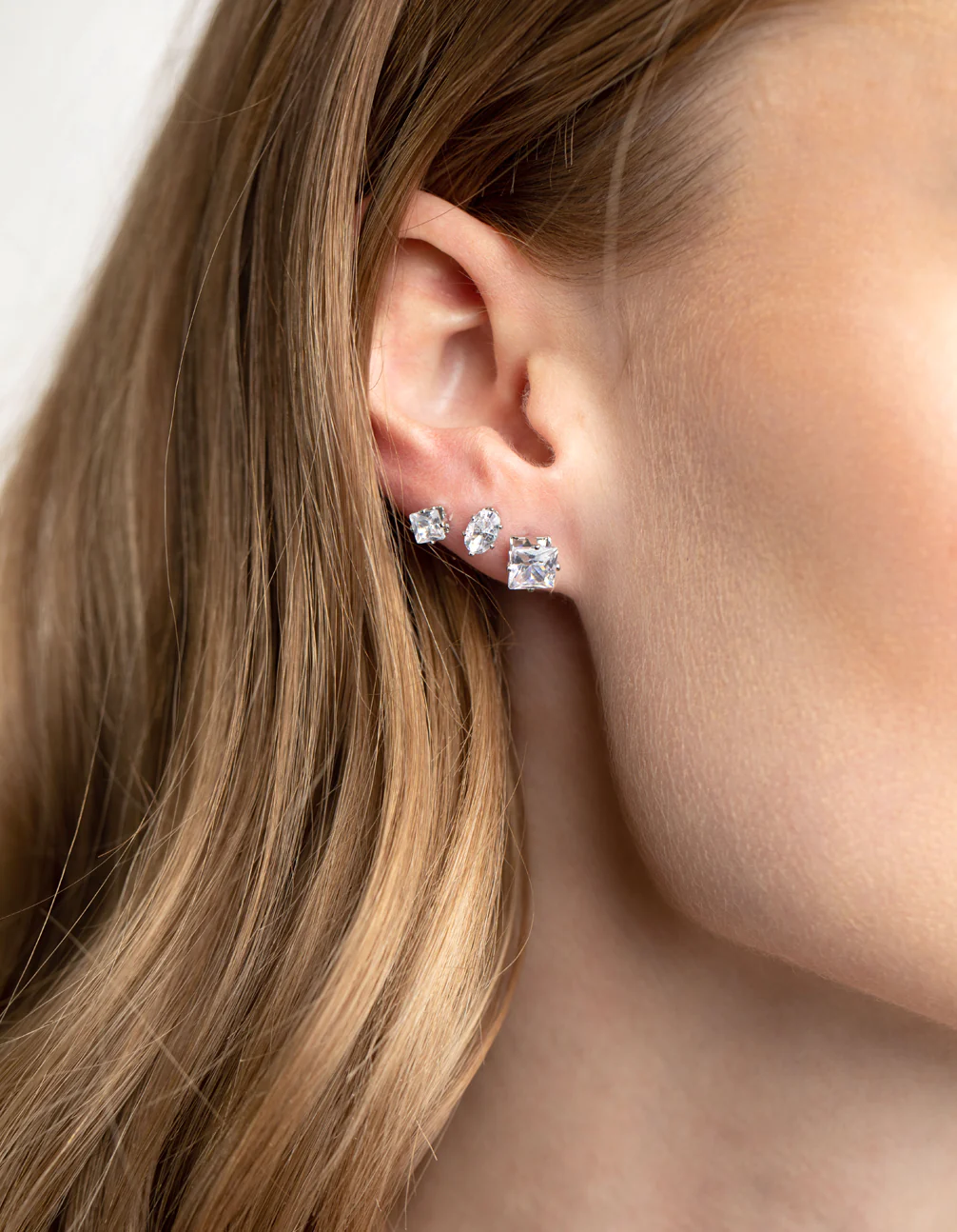 Silver Diamond Simulant Stud Earring 6-Pack - Image 2