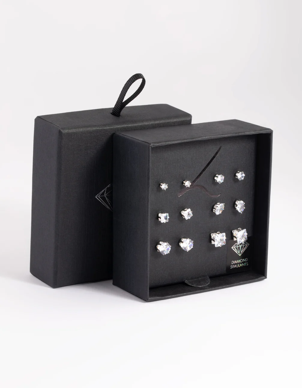 Silver Diamond Simulant Stud Earring 6-Pack - Image 3