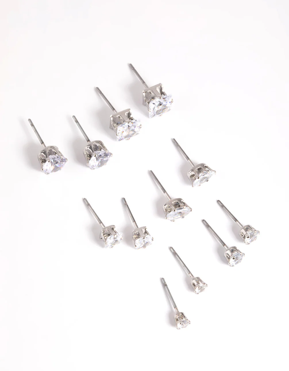 Silver Diamond Simulant Stud Earring 6-Pack - Image 5