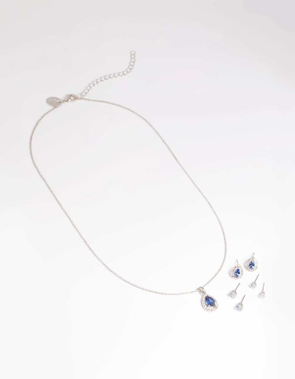 Diamond Simulant Sapphire Necklace & Earrings Set - Image 3