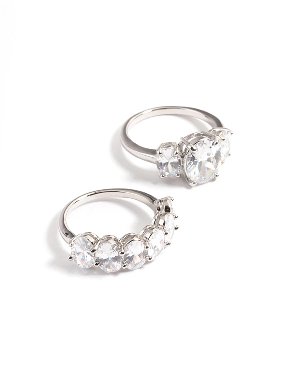 Silver Diamond Simulant Oval Baguette Ring Pack - Image 2