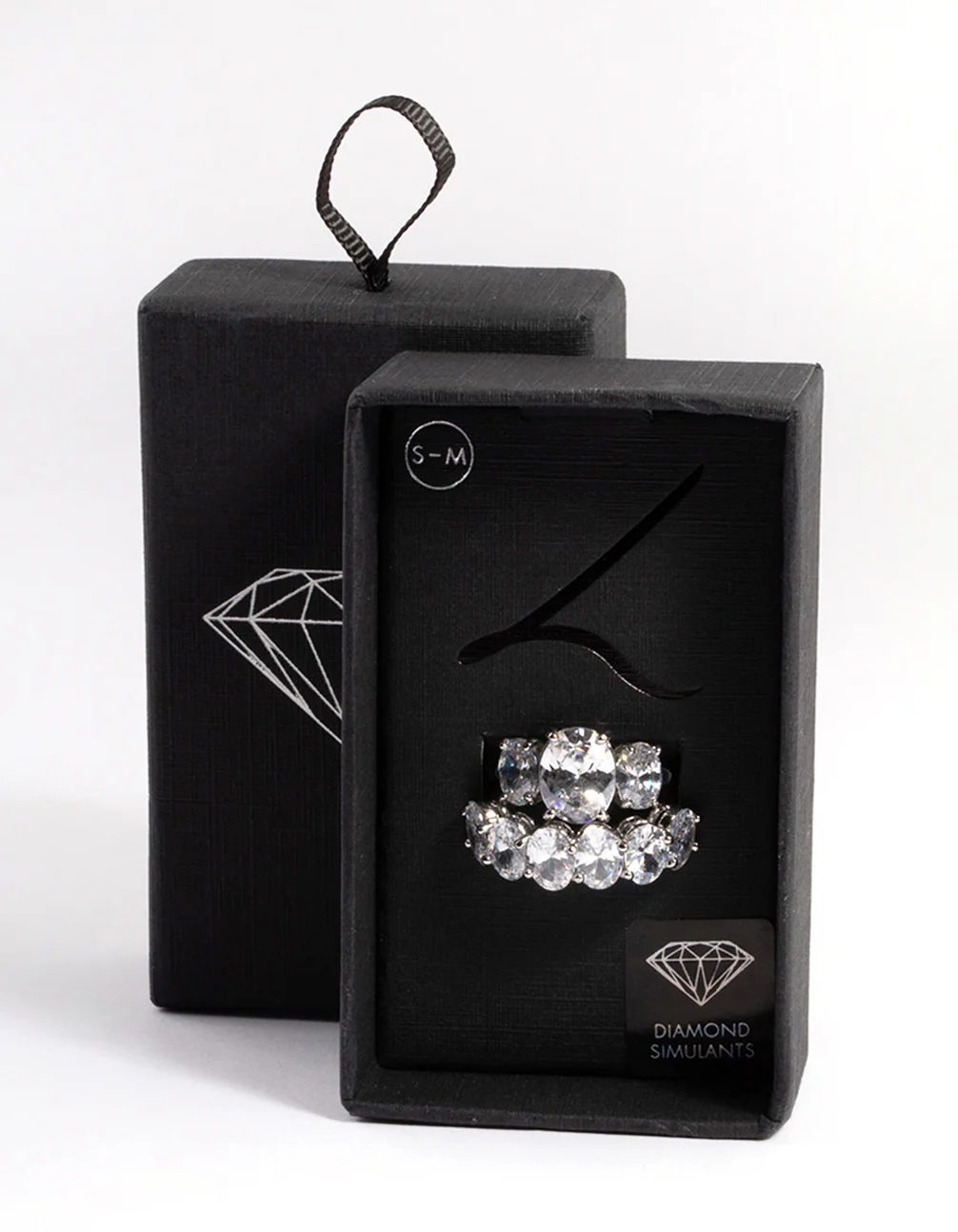 Silver Diamond Simulant Oval Baguette Ring Pack - Image 3
