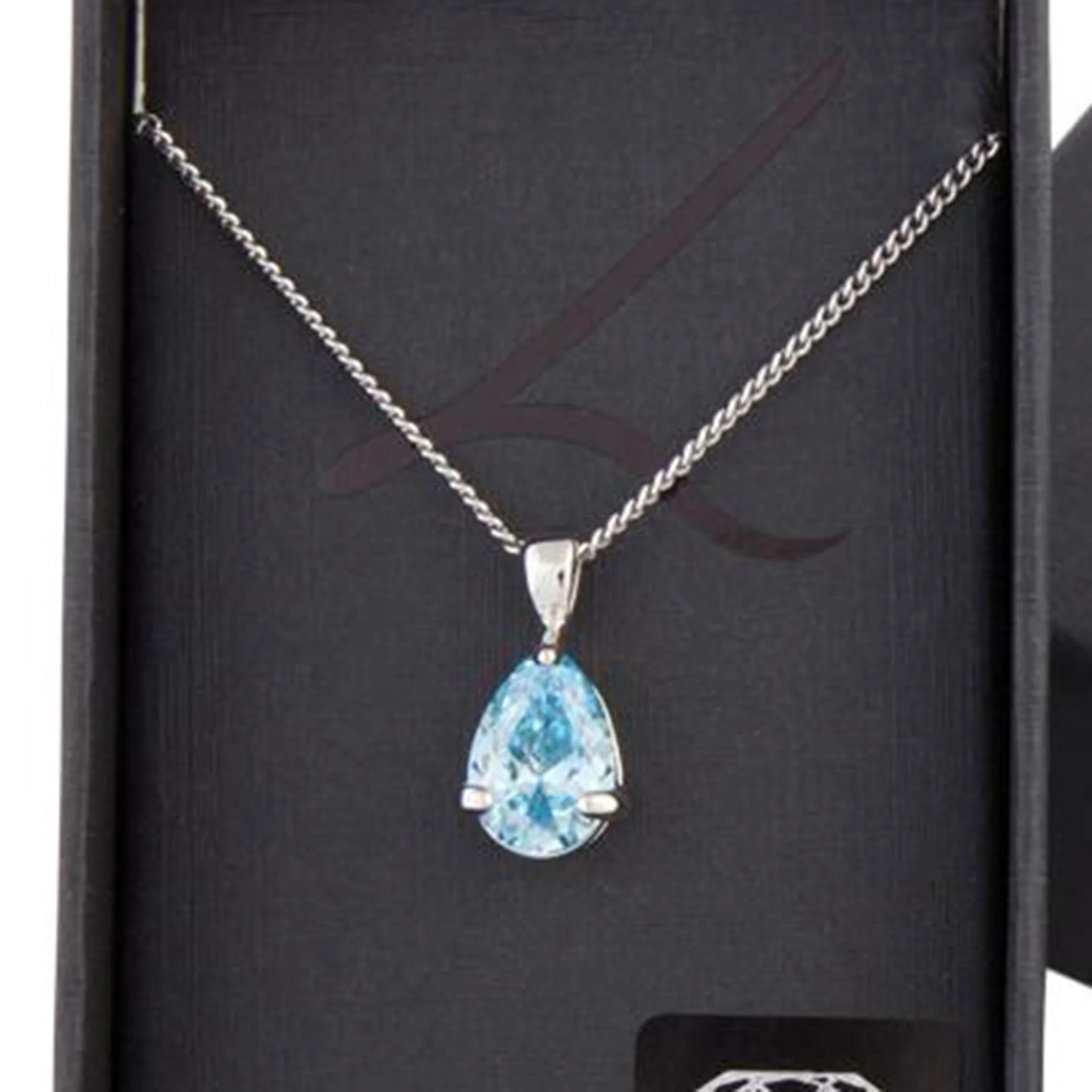 Aqua Pear Crystal Necklace - Image 2