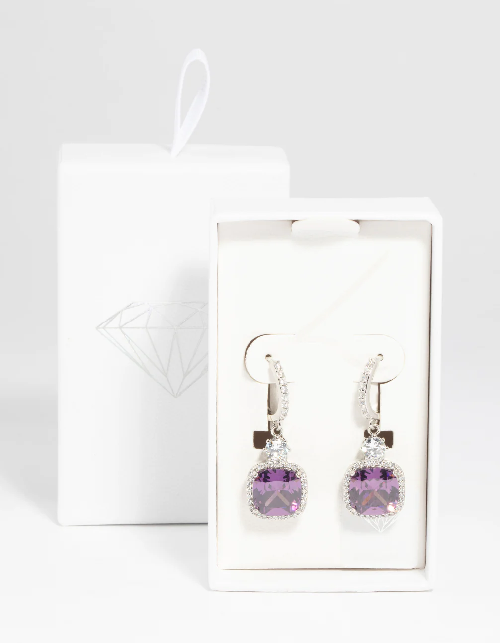 Purple Diamond Simulant Huggie Hoop Earrings - Image 5