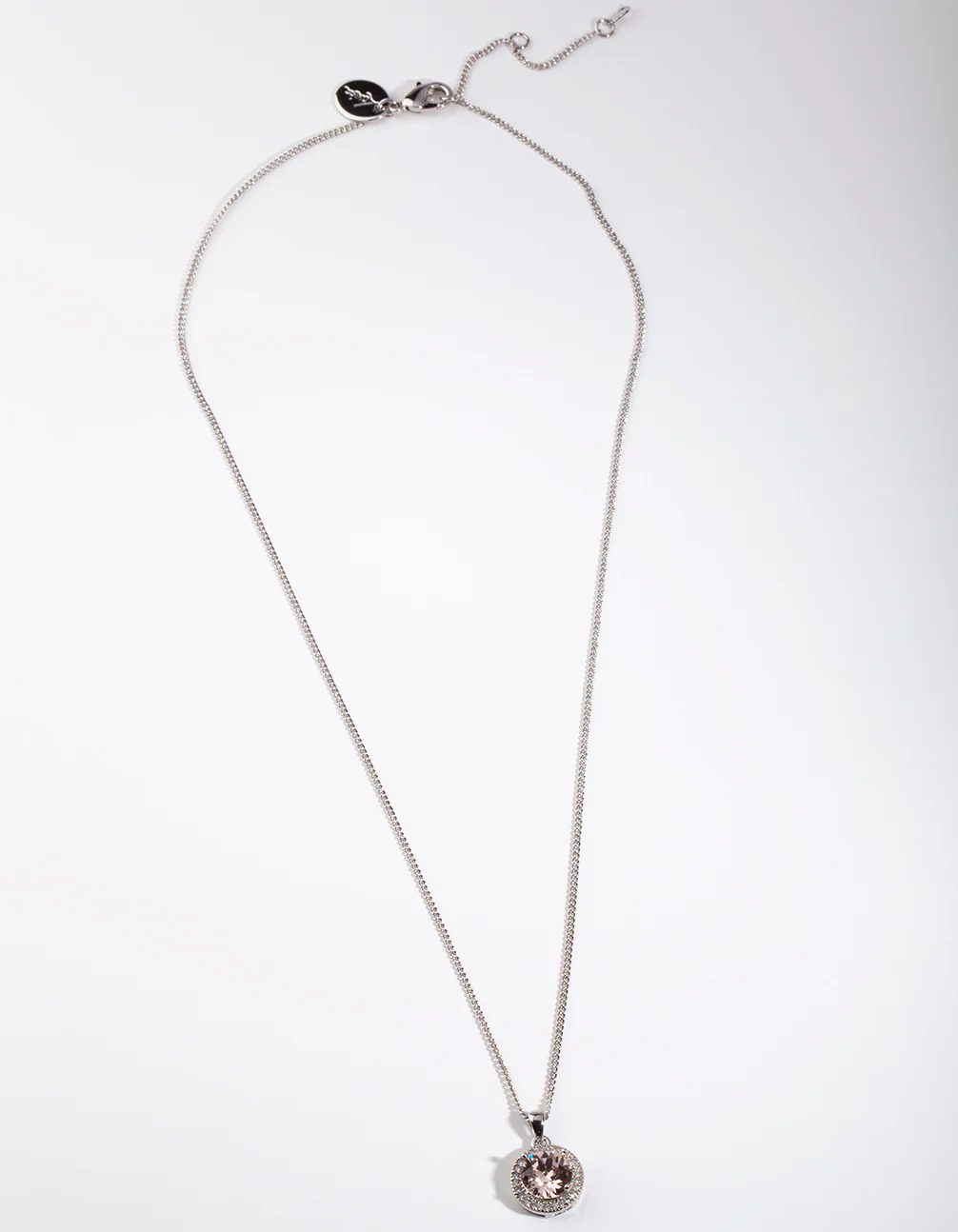 Diamond Simulant Peach Circle Necklace - Image 2