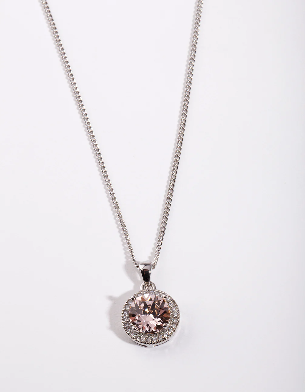 Diamond Simulant Peach Circle Necklace - Image 3