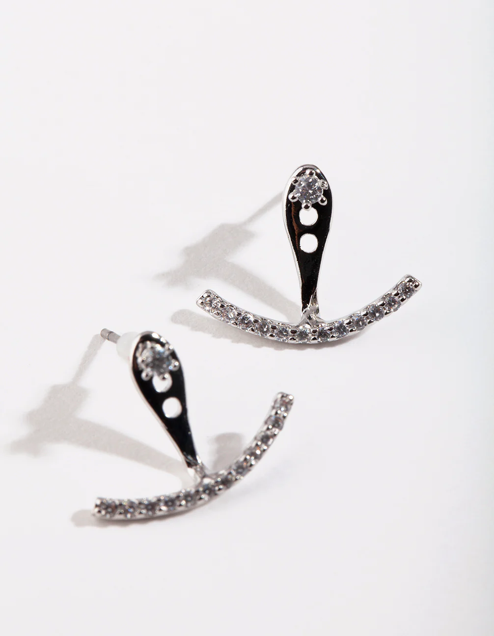 Diamond Simulant Line Jacket Earrings - Image 2