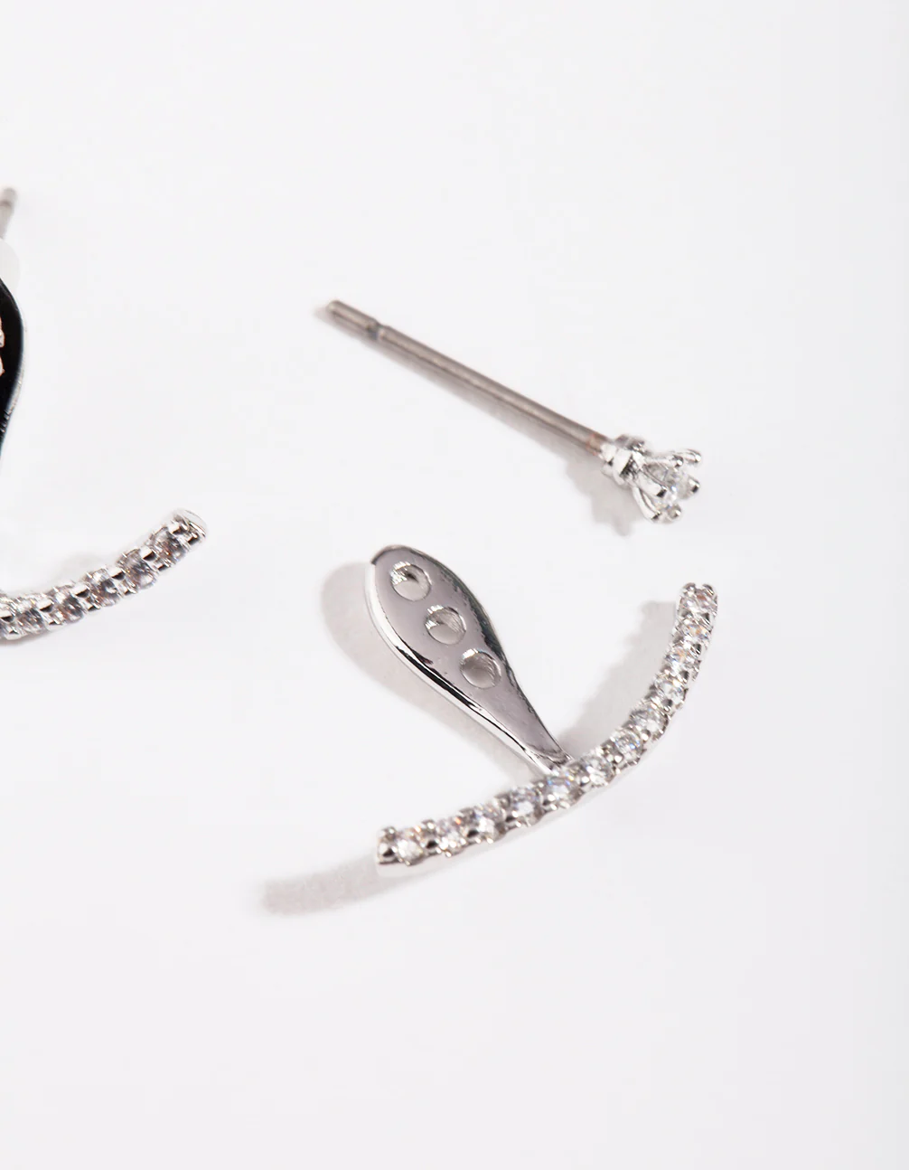 Diamond Simulant Line Jacket Earrings - Image 3