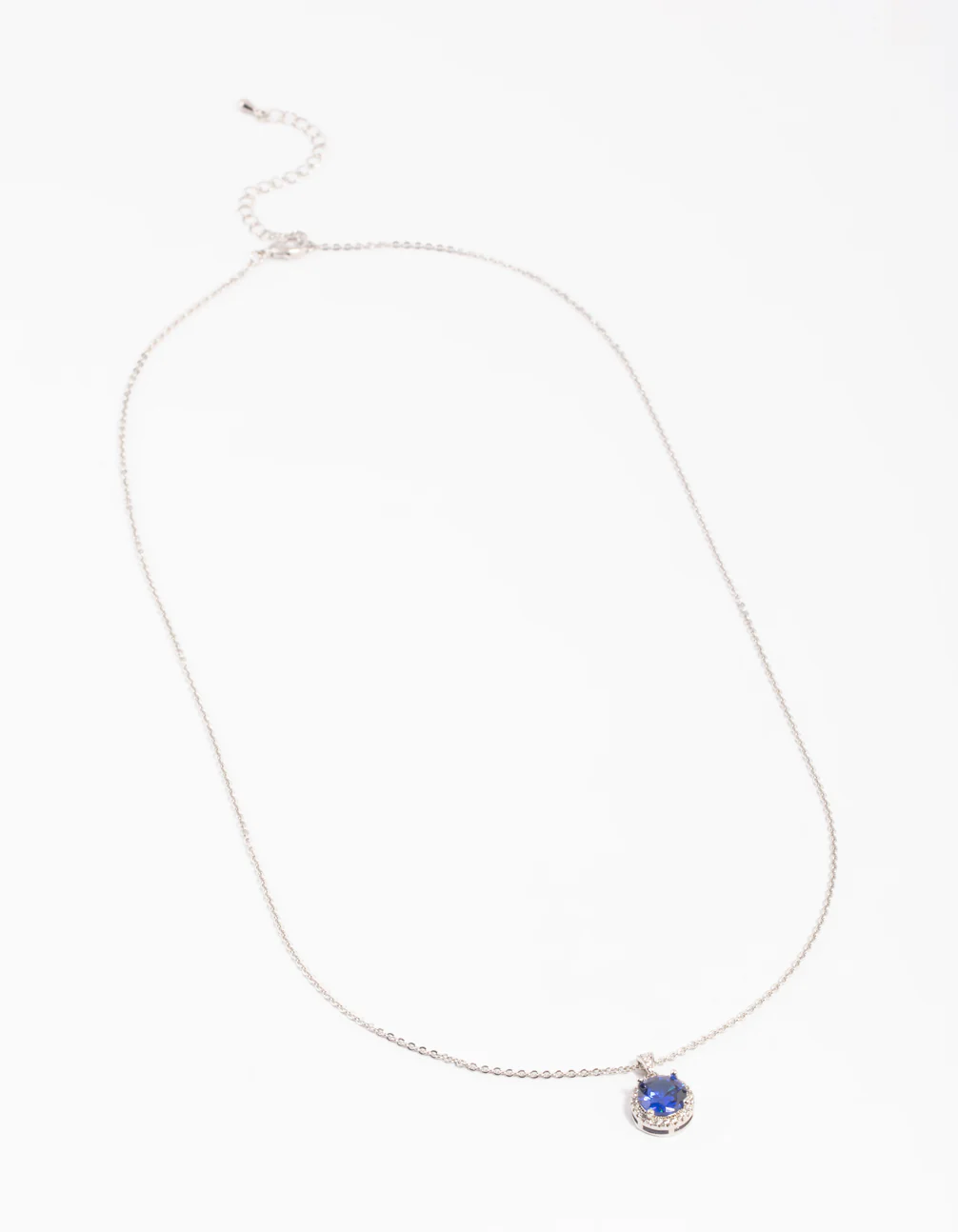 Diamond Simulant Sapphire Halo Necklace - Image 4