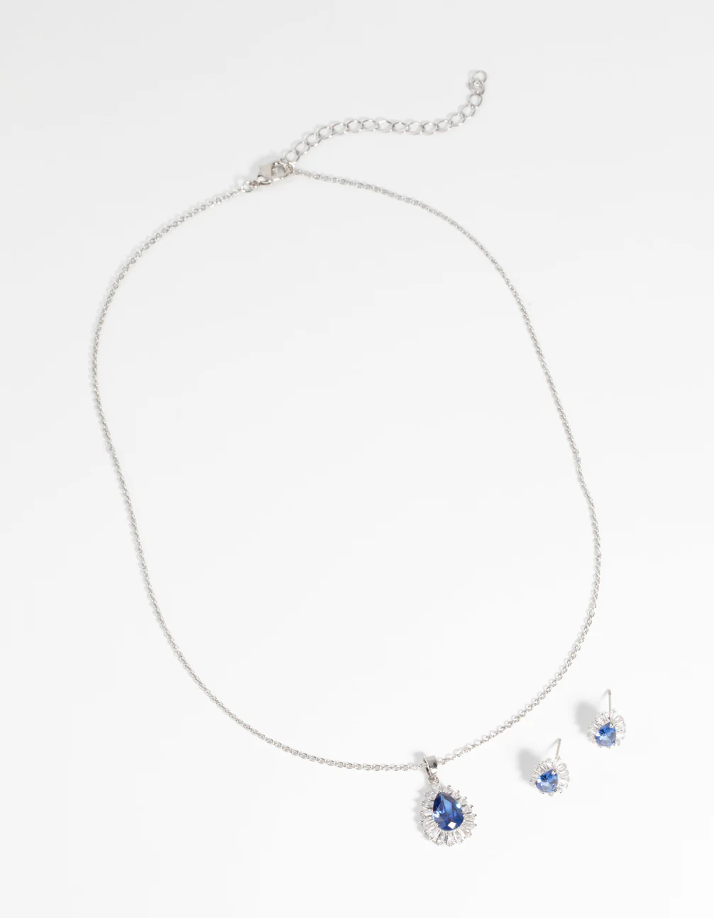 Sapphire Diamond Simulant Necklace & Earrings Set - Image 2