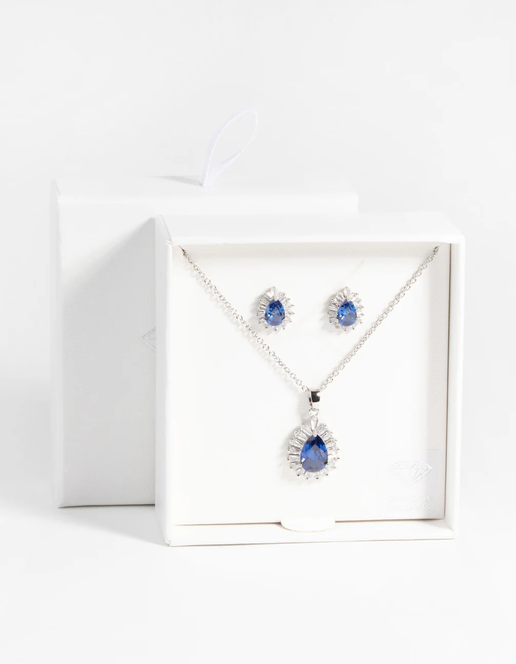 Sapphire Diamond Simulant Necklace & Earrings Set - Image 3