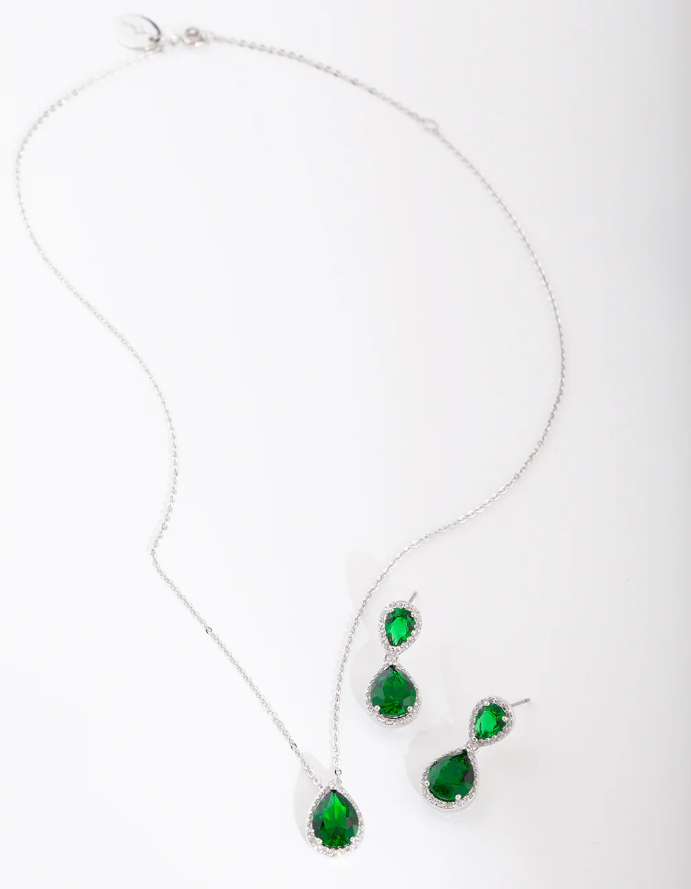 Green Diamond Simulant Teardrop Jewellery Set - Image 2