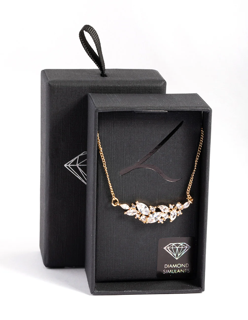 Diamond Simulant Cubic Zirconia Navette Necklace - Image 2