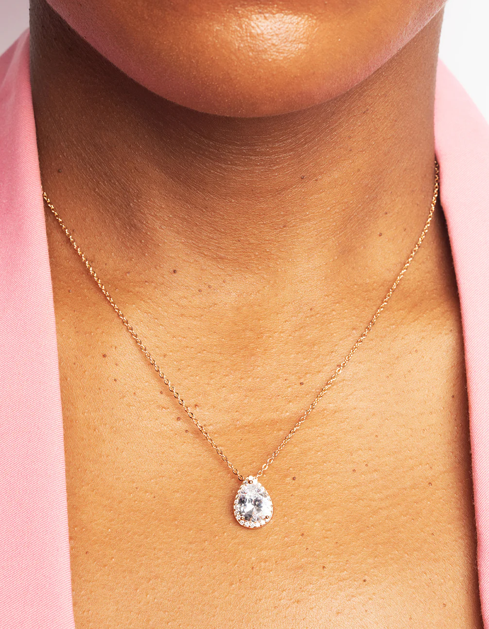 Gold Diamond Simulant Necklace & Earrings Set - Image 5